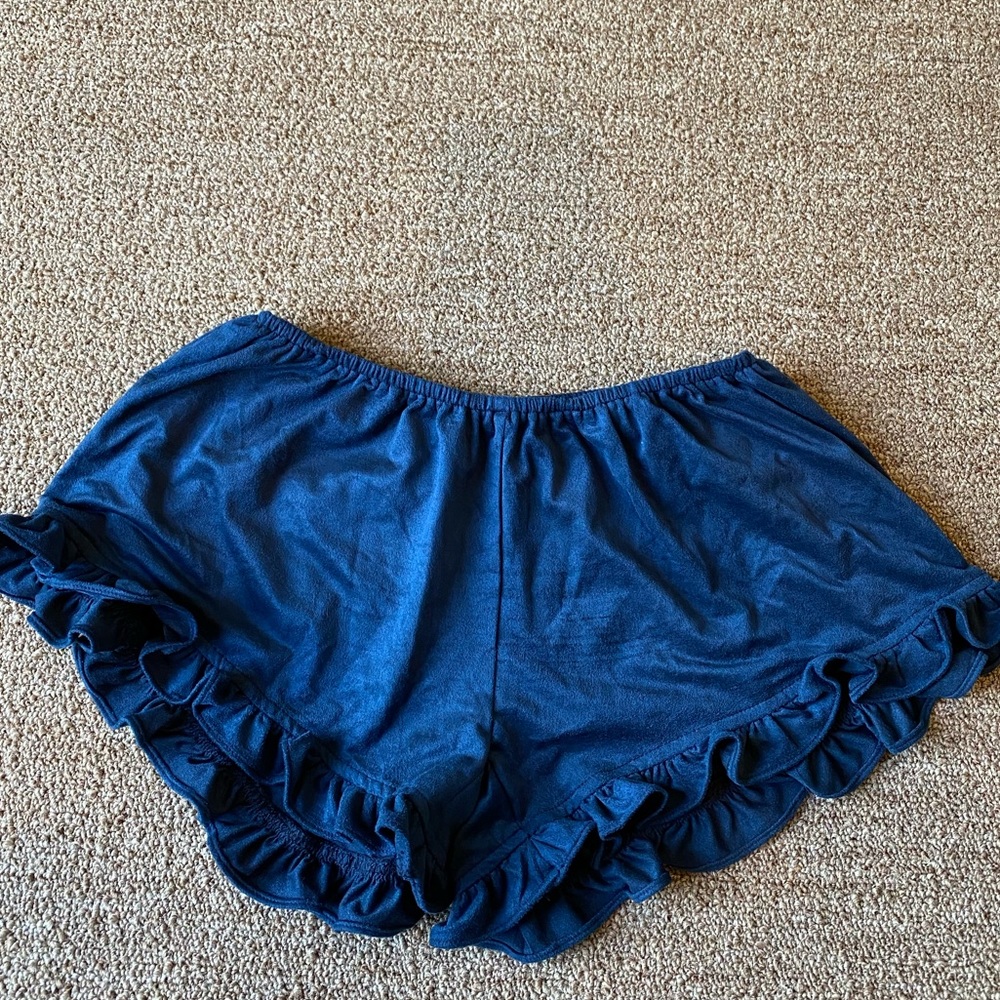 Olivaceous Faux velvet ruffle shorts size medium
